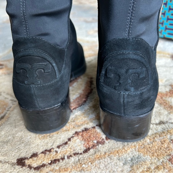 NIB Tory Burch Black Caitlin Stretch Over the Knee Suede/Neoprene Boots - Picture 4 of 14